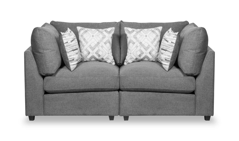 Causeuse modulaire Evolve de Scott Living de 79 po en tissu d’apparence lin avec coussins amovibles en duvet et plumes - gris anthracite