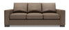 Sofa-lit personnalisable Track de Sofa Lab de 85 po fabriqué au Canada en tissu d’apparence lin avec accoudoirs rectilignes - brun Luna Praline