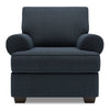 Fauteuil Roll de Sofa Lab personnalisable de 42 po fabriqué au Canada en tissu d’apparence lin avec accoudoirs enroulés - bleu Luna Sailor