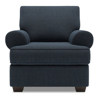  Fauteuil Roll de Sofa Lab de 42 po fabriqué au Canada en tissu d’apparence lin avec accoudoirs enroulés - bleu Luna Sailor 