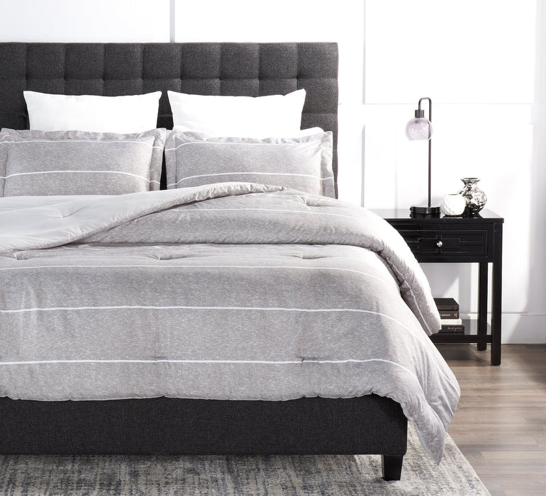 Ensemble d'édredon Stripes 3 pièces pour lit double ou grand lit - gris