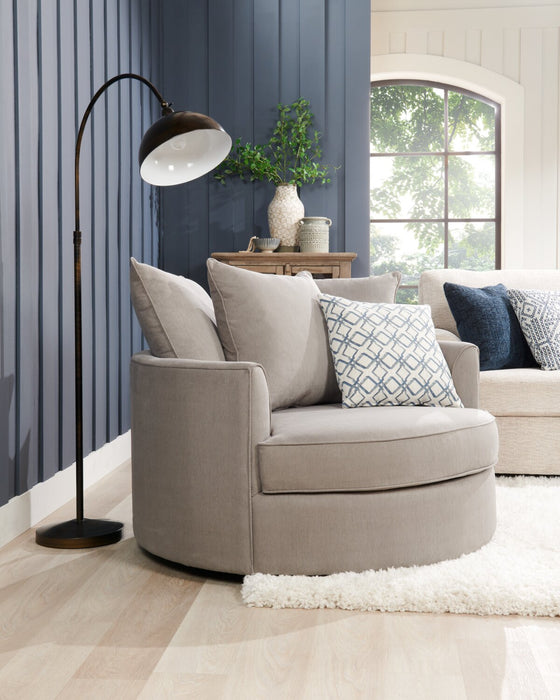 Fauteuil d’appoint enveloppant Sofa Lab personnalisable de 48 po fabriqué au Canada en tissu d’apparence lin - gris Pax Slate