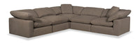  Sofa sectionnel modulaire Eclipse 5 pièces en tissu d’apparence lin avec coussins réversibles en duvet et plumes - gris ardoise
