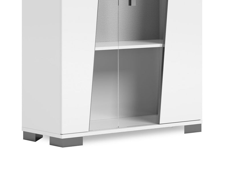 Armoire vitrée de salle à manger Raia avec rangement et tablettes d'exposition en verre - fabriquée en Italie, moderne, 40 po (L) - blanche