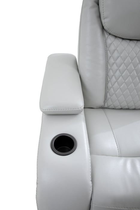 Sièges à inclinaison électrique de cinéma maison Cinema de 112,6 po en tissu d’apparence cuir avec 3 sièges - gris brume cosmique