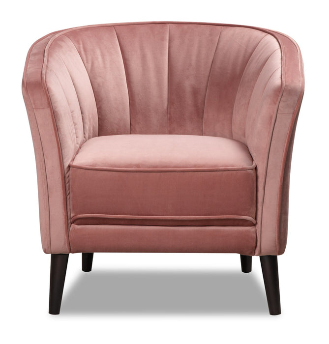 Fauteuil d’appoint Brinley de 29 po en tissu de velours avec pattes en bois - rose