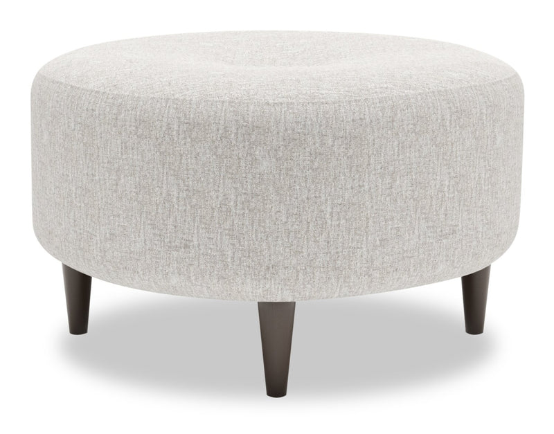 Pouf personnalisable The Curve de Sofa Lab de 31 po fabriqué au Canada en tissu de chenille - argenté Luxury Silver