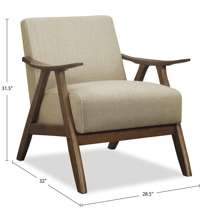 Fauteuil d’appoint Kyra de 28,5 po en tissu d’apparence lin avec accoudoirs courbés et armature en bois - taupe