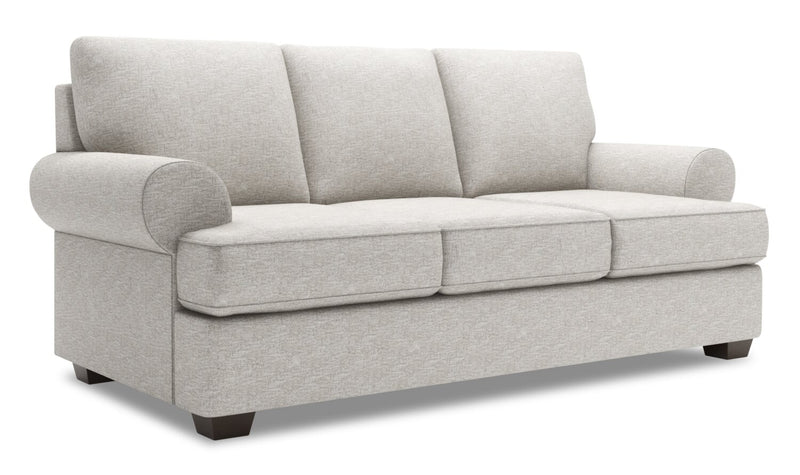 Sofa personnalisable Roll de Sofa Lab de 86 po fabriqué au Canada en tissu de chenille avec accoudoirs enroulés - argenté Luxury Silver