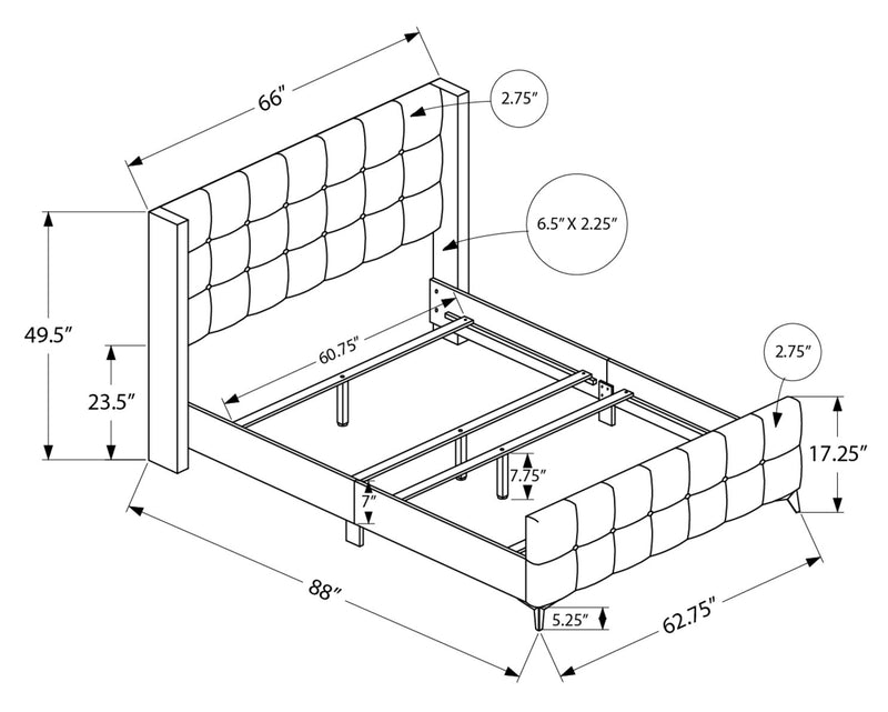 Lit rembourré Zara en tissu d’apparence lin beige avec capitonnage à boutons - format grand lit