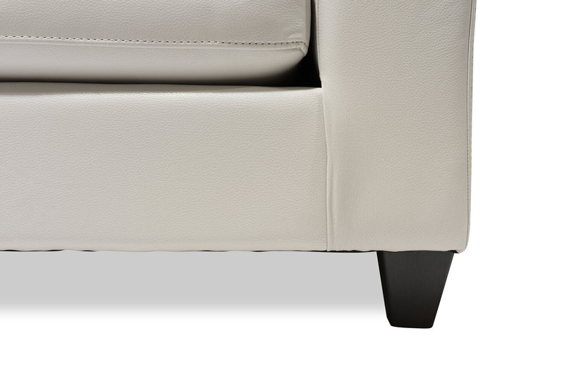 Sofa sectionnel de droite Addison 2 pièces fabriqué au Canada en tissu d’apparence cuir avec coussins de siège amovibles - beige