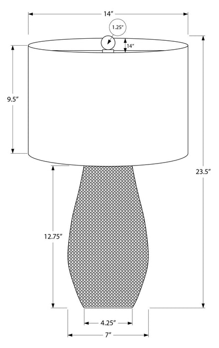 Lampe de table texturée de 24 po noire avec abat-jour cylindrique