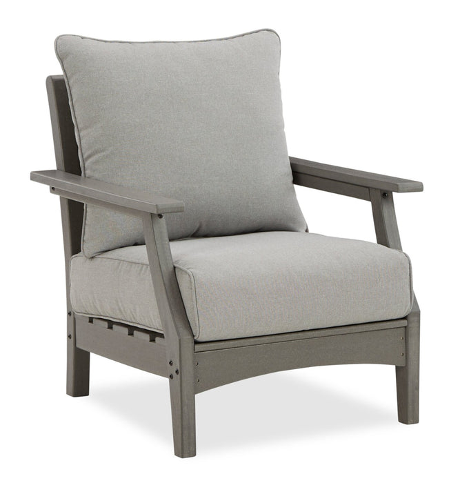 Ensemble de 2 fauteuils Cape pour la terrasse à l’extérieur - plastique à haute densité et tissu Nuvella, résistant aux rayons UV et aux intempéries - gris