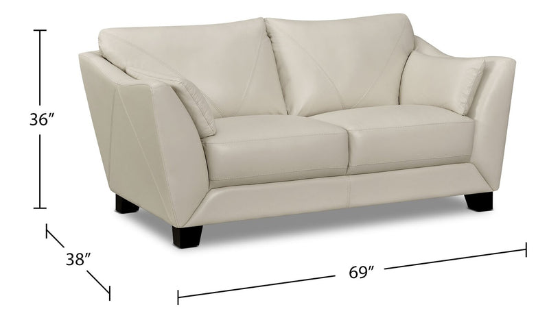 Causeuse Lusso de Château d’Ax de 69 po en cuir véritable à 100 % avec pattes en bois - gris fumée