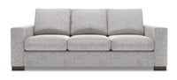 Sofa Track de Sofa Lab de 85 po fabriqué au Canada en tissu d’apparence lin avec accoudoirs rectilignes - gris Luna Domino