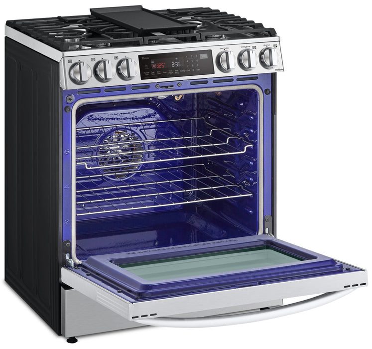 Cuisinière intelligente à gaz LG de 6,3 pi³ avec hublot InstaViewMD et convection ProBake ConvectionMD - acier inoxydable Smudge-ProofMD - LSGL6335F