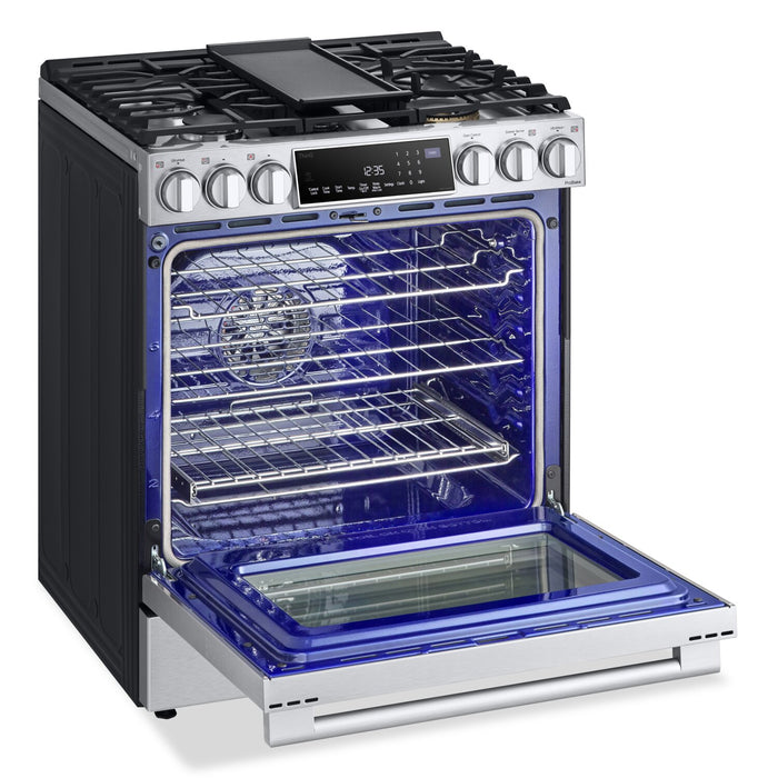 Cuisinière intelligente à gaz LG Studio de 6,3 pi³ avec hublot InstaViewMD et friture à air - acier inoxydable Smudge-ProofMD - LSGS6338F