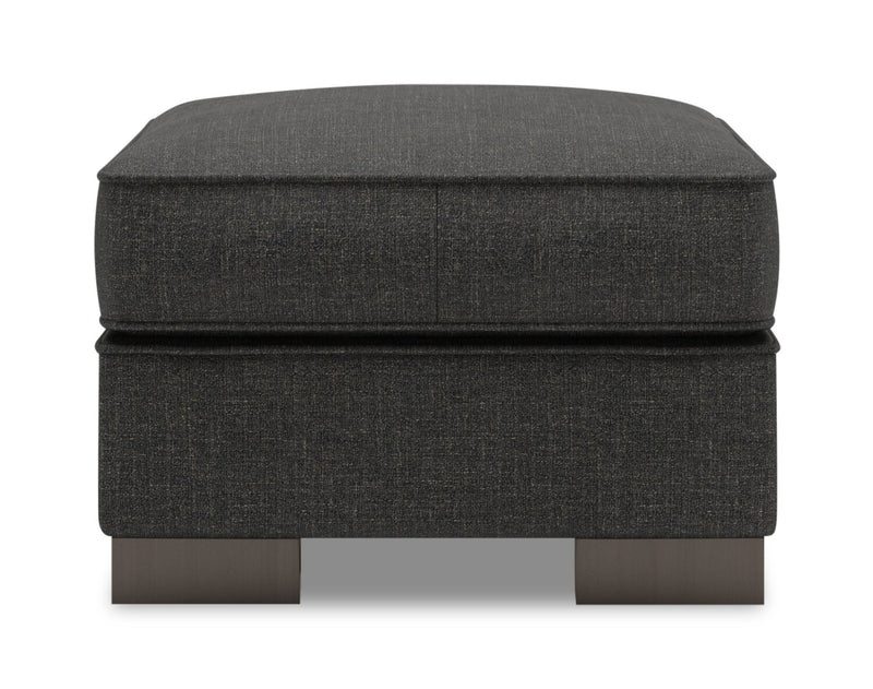 Pouf personnalisable Track de Sofa Lab de 24 po fabriqué au Canada en tissu d’apparence lin - gris Luna Kohl