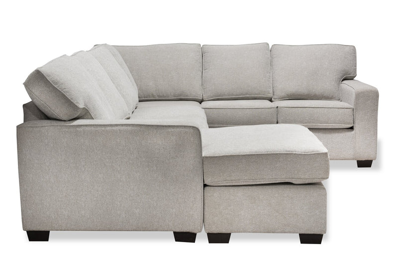 Sofa sectionnel de gauche Verona 2 pièces fabriqué au Canada en tissu d’apparence lin avec coussins amovibles - beige