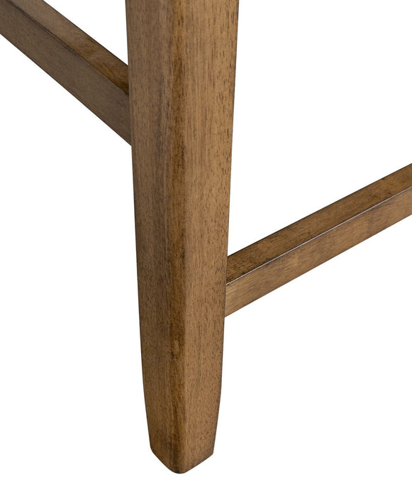 Chaise de salle à manger Dena de hauteur comptoir en tissu de cuir végétalien - chêne brun