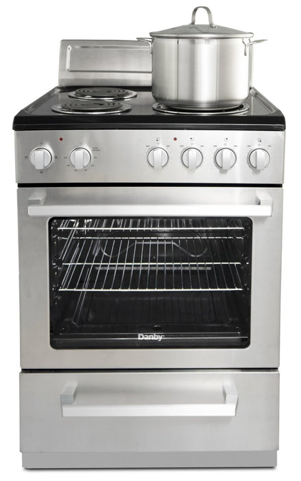 Cuisinière électrique Danby de 2,5 pi³ de largeur compacte de 24 po et à 4 brûleurs - acier inoxydable - DERM240BSSC