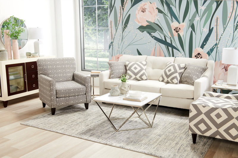 Fauteuil d’appoint Kylie de Cindy Crawford Home de 30 po fabriqué au Canada en tissu d’apparence lin - emblème anthracite