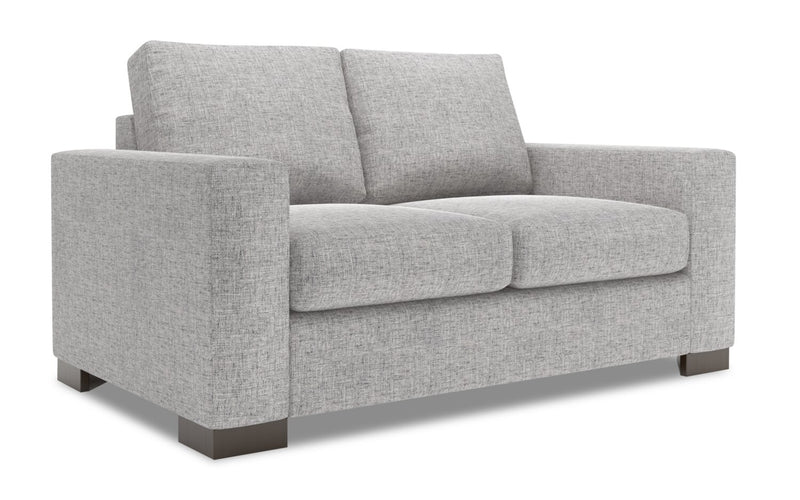 Causeuse personnalisable Track de Sofa Lab de 62 po fabriquée au Canada en tissu d’apparence lin avec accoudoirs rectilignes - gris Luna Domino