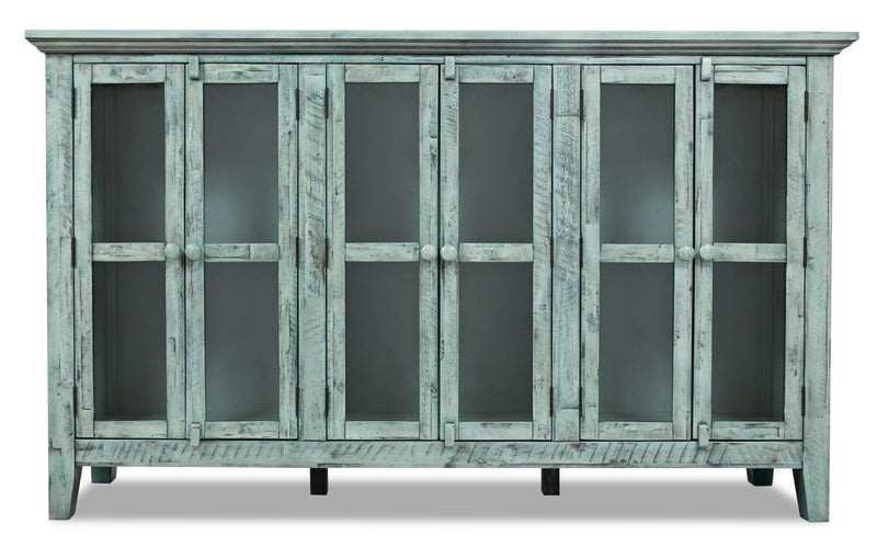 Grande armoire décorative Rocco de 70 po avec 6 portes - bleu antique