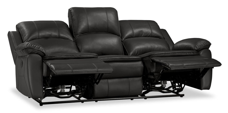 Sofa à inclinaison électrique Chandler de 82 po en tissu d’apparence cuir avec ports USB - gris