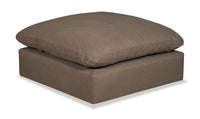 Pouf modulaire Eclipse de 43 po en tissu d’apparence lin avec coussin en duvet et plumes - brun ardoise