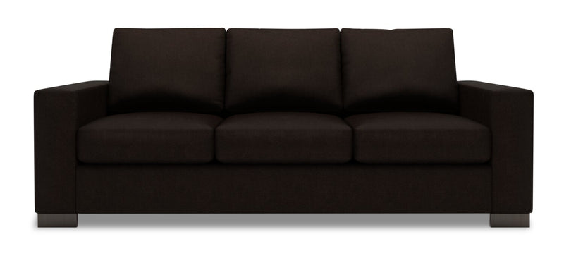 Sofa personnalisable Track de Sofa Lab de 85 po fabriqué au Canada en tissu de chenille avec accoudoirs rectilignes - brun Luxury Chocolate