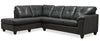 Sofa sectionnel de gauche Addison 2 pièces fabriqué au Canada en tissu d’apparence cuir avec coussins de siège amovibles - gris