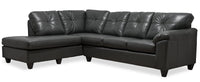  Sofa sectionnel de gauche Addison 2 pièces fabriqué au Canada en tissu d’apparence cuir avec coussins de siège amovibles - gris