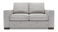  Causeuse Track de Sofa Lab de 62 po fabriquée au Canada en tissu d’apparence lin avec accoudoirs rectilignes - gris Luna Domino 