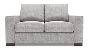 Causeuse personnalisable Track de Sofa Lab de 62 po fabriquée au Canada en tissu d’apparence lin avec accoudoirs rectilignes - gris Luna Domino