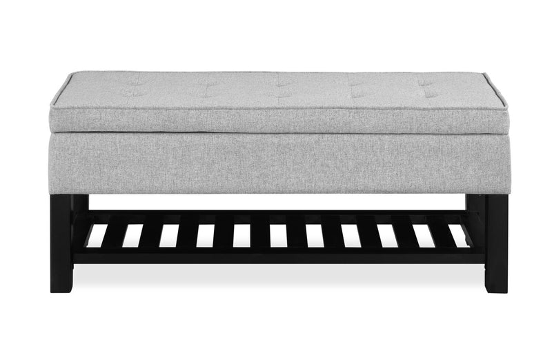 Banc de rangement Ryan de 43,5 po avec tablette inférieure - gris clair