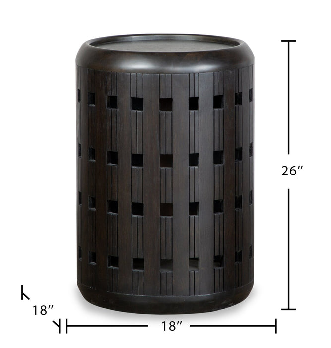 Table de bout ronde moderne Rhett de 18 po - chêne brun espresso foncé