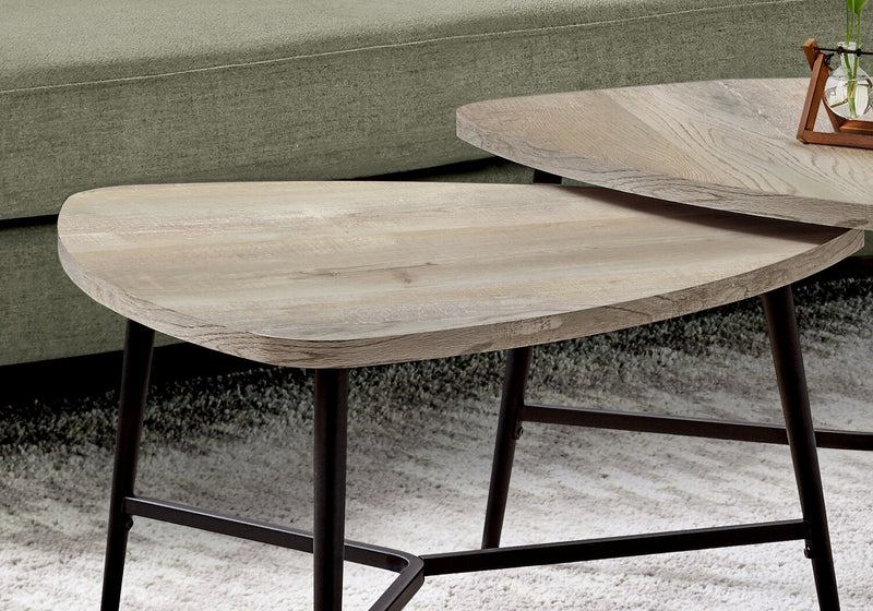 2 tables à café gigognes modernes Mason de 32,5 po - taupe avec pattes en métal noir