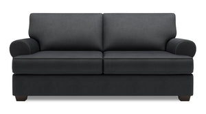 Sofa personnalisable Roll de Sofa Lab de 76 po de format condo fabriqué au Canada en tissu d’apparence lin avec accoudoirs enroulés - gris Pax Pepper