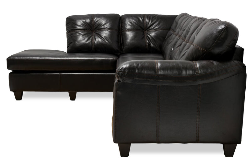 Sofa sectionnel de gauche Addison 2 pièces fabriqué au Canada en tissu d’apparence cuir avec coussins de siège amovibles - mûre