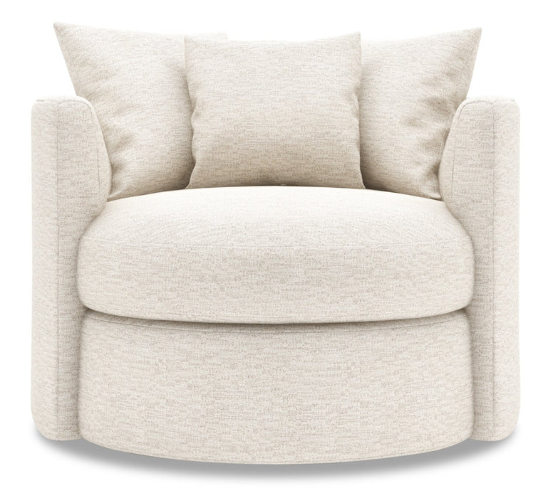 Fauteuil d’appoint pivotant Nest de Sofa Lab personnalisable de 41 po fabriqué au Canada en tissu de chenille - beige Luxury Sand
