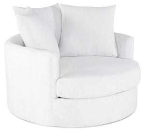 Fauteuil d’appoint Cuddler Grande de 48 po fabriqué au Canada en tissu de chenille - blanc Plush Heaven