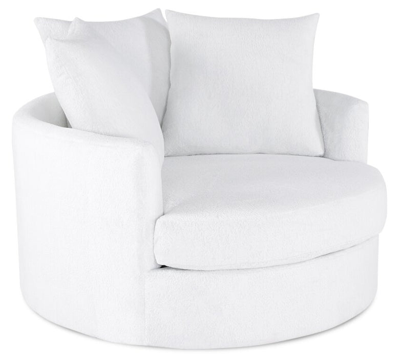 Fauteuil d’appoint Cuddler Grande de 48 po fabriqué au Canada en tissu de chenille - blanc Plush Heaven