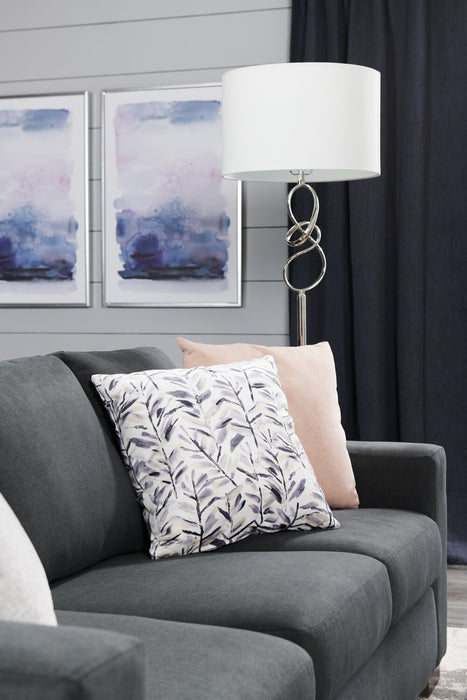 Sofa personnalisable Track de Sofa Lab de 85 po fabriqué au Canada en tissu d’apparence lin avec accoudoirs rectilignes - gris Pax Pepper