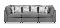 Sofa modulaire Evolve de Scott Living de 118,5 po en tissu d’apparence lin avec coussins amovibles en duvet et plumes - gris anthracite