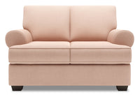  Causeuse Roll de Sofa Lab de 64 po fabriquée au Canada en tissu d’apparence lin avec accoudoirs enroulés - rose Pax Rose 