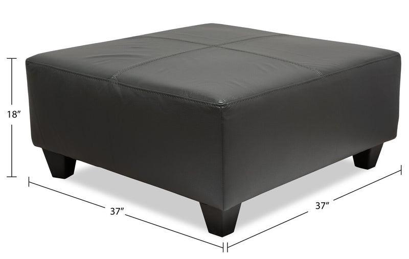 Pouf Addison de 37 po fabriqué au Canada d’apparence cuir - gris