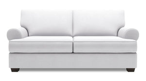 Sofa personnalisable Roll de Sofa Lab de 76 po de format condo fabriqué au Canada en tissu d’apparence lin avec accoudoirs enroulés - blanc Pax Ice