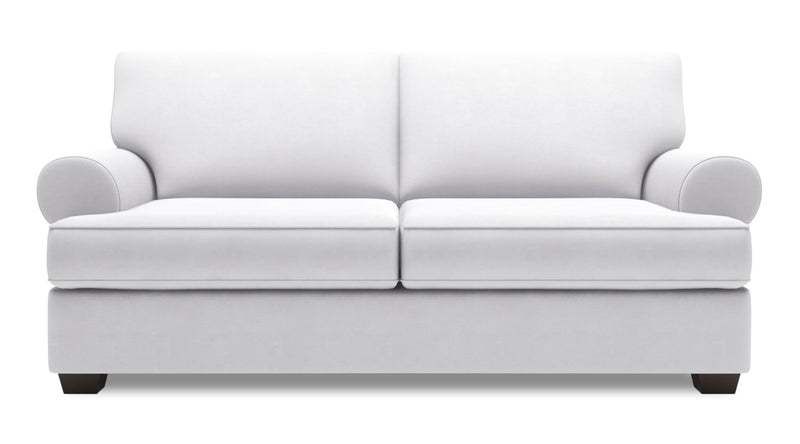 Sofa personnalisable Roll de Sofa Lab de 76 po de format condo fabriqué au Canada en tissu d’apparence lin avec accoudoirs enroulés - blanc Pax Ice