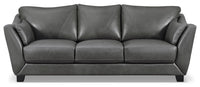  Sofa Lusso de Château d’Ax de 92 po en cuir véritable à 100 % avec pattes en bois - gris anthracite